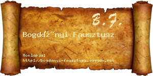 Bogdányi Fausztusz névjegykártya